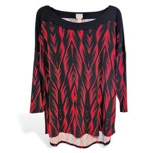 Chico's Red and Black Geometric Tunic NWOT